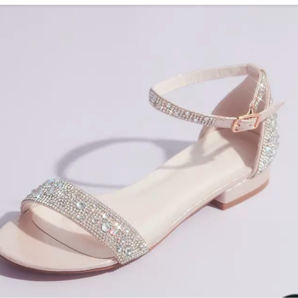 Rhinestone Ankle-Strap Womens Sandal in Blush Pink